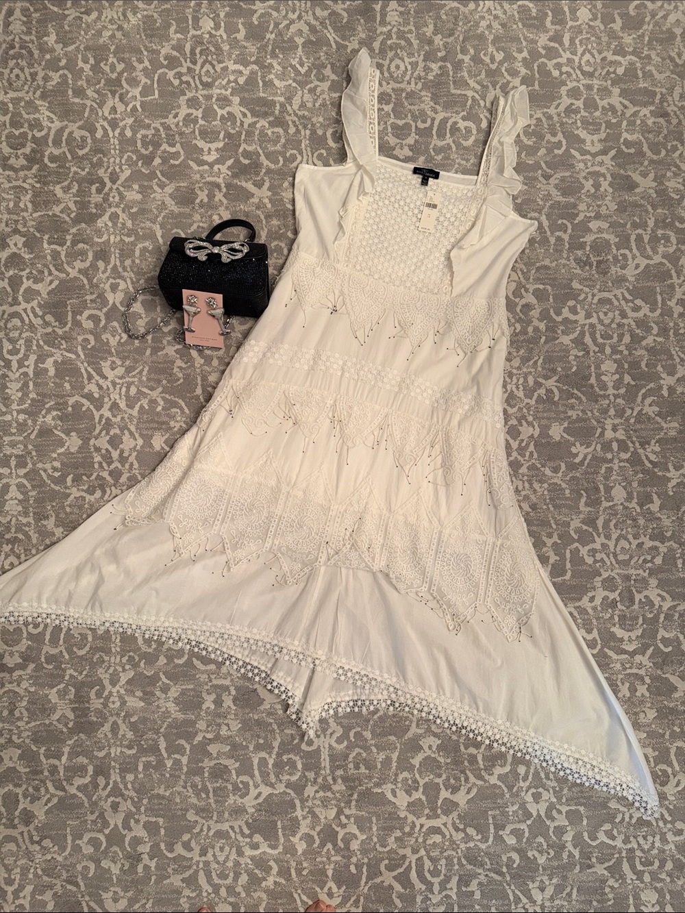 Women’s White Eyelet Asymmetrical Sundress